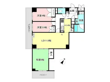 ベルフォーレ新百合ヶ丘(3LDK/2階)の間取り写真
