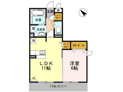 ドルチェヴィータ(1LDK/2階)の間取り写真