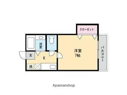 レイクサイド福大(1K/1階)の間取り写真