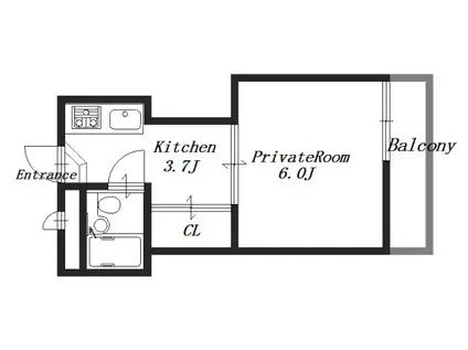 弁天マンション(1K/4階)の間取り写真