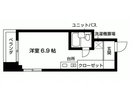 パークサイド O(ワンルーム/3階)の間取り写真