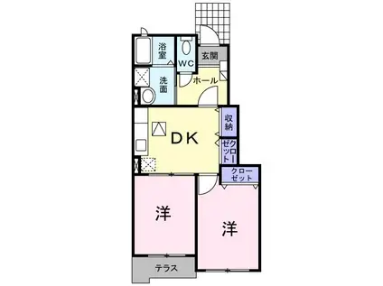 ウェルネス II(2DK/1階)の間取り写真