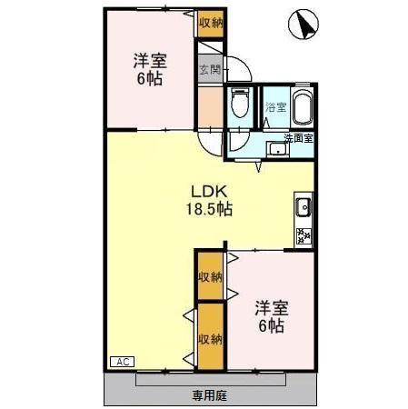 アドニスT・M 12 2(2LDK/1階)の間取り写真
