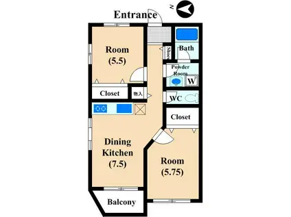 アパートメントハウス312(2DK/2階)の間取り写真