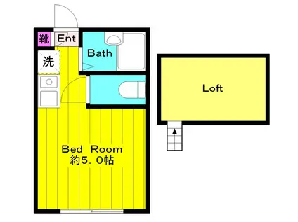 プライムテラス中野島(ワンルーム/1階)の間取り写真
