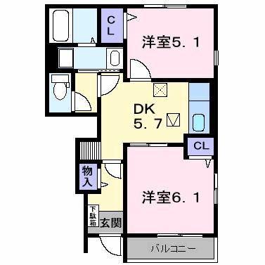 シュティル(2K/1階)の間取り写真