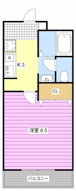 マンションあすか(1K/2階)の間取り写真