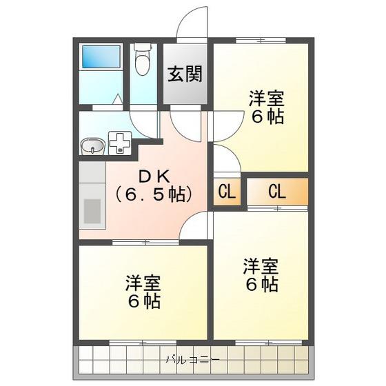 グリンパーク西条台(3DK/2階)の間取り写真