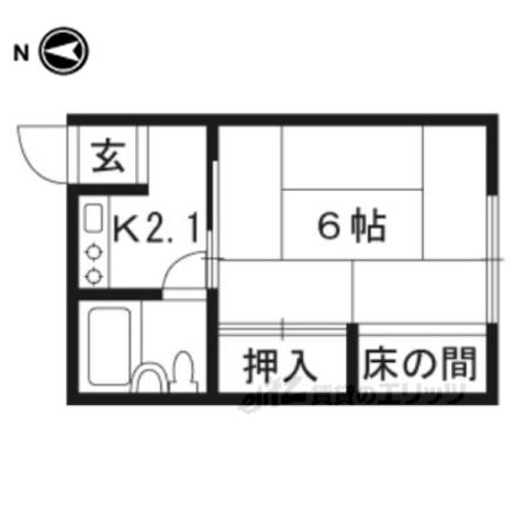 浅井ハイツ(1K/2階)の間取り写真