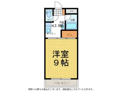 ビクトリーハイツ新港(1K/3階)の間取り写真