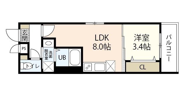 MOVE楽々園イースト(1LDK/1階)の間取り写真