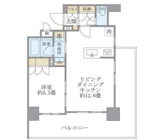 レクシード両国駅前(1LDK/2階)の間取り写真