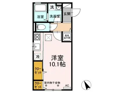 クリスタル・ガーデン(ワンルーム/1階)の間取り写真