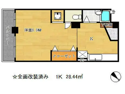 シティライフ春日野(1K/3階)の間取り写真