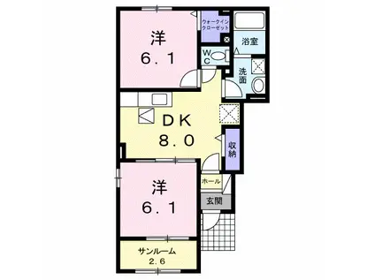 エスポワールI(2DK/1階)の間取り写真