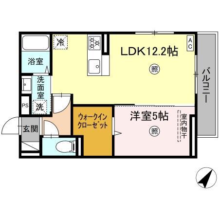 シャローム城原(1LDK/3階)の間取り写真