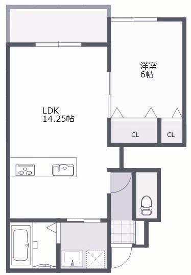 COCO LIFE(1LDK/1階)の間取り写真