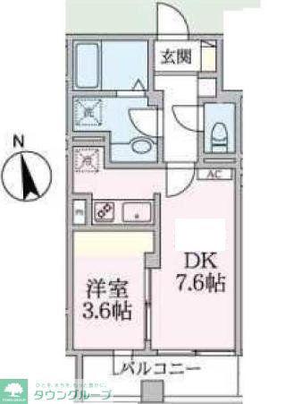 アローマ王子本町(1DK/3階)の間取り写真
