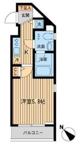 ザ・パーククロス市ヶ谷(1K/1階)の間取り写真