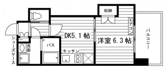 GRAND ETERNA岡山II(1DK/5階)の間取り写真