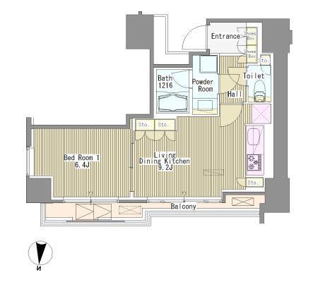 WHITETOWERHAMAMATSUCHO(1LDK/15階)の間取り写真