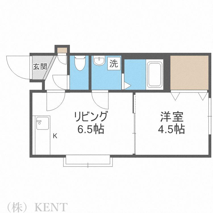 カステル八軒(1DK/3階)の間取り写真