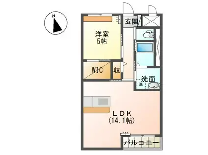 庵樹II(1LDK/2階)の間取り写真