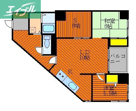 シティウエストコート(2LDK/4階)の間取り写真