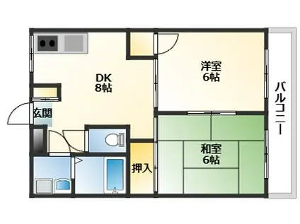 芦屋ビレッジ(2DK/5階)の間取り写真