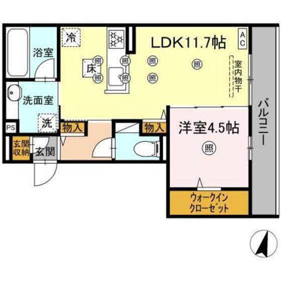 フィオーレ(1LDK/1階)の間取り写真