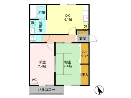 ロイヤルハウス(2DK/2階)の間取り写真