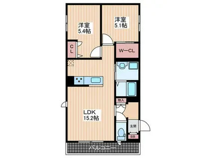 DIG FEELD(2LDK/3階)の間取り写真