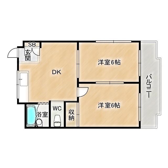 旭ロイヤルハイム(2DK/3階)の間取り写真