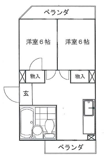 クレイブ並木(2DK/3階)の間取り写真