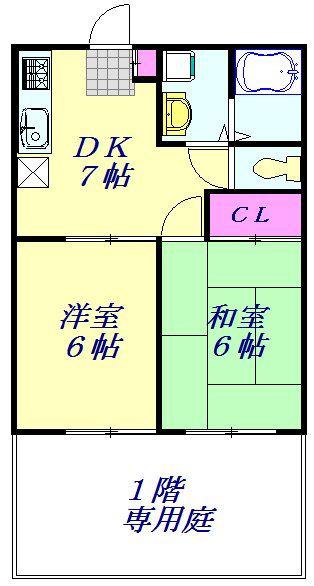 アメニタット(2DK/1階)の間取り写真