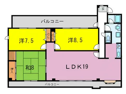 プリメーラリヨンI(3LDK/4階)の間取り写真