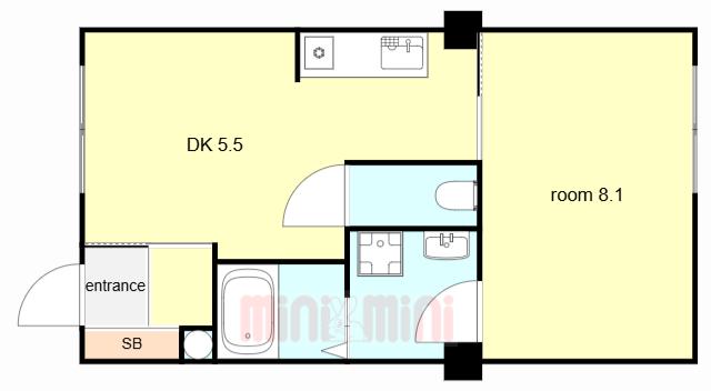 SORA住吉(1DK/1階)の間取り写真