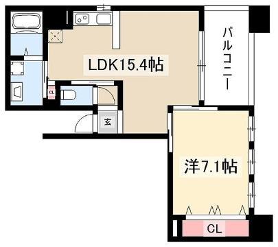 大須APARTMENT(1LDK/8階)の間取り写真