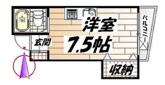 BEL AIR KINYACHO(ワンルーム/2階)の間取り写真