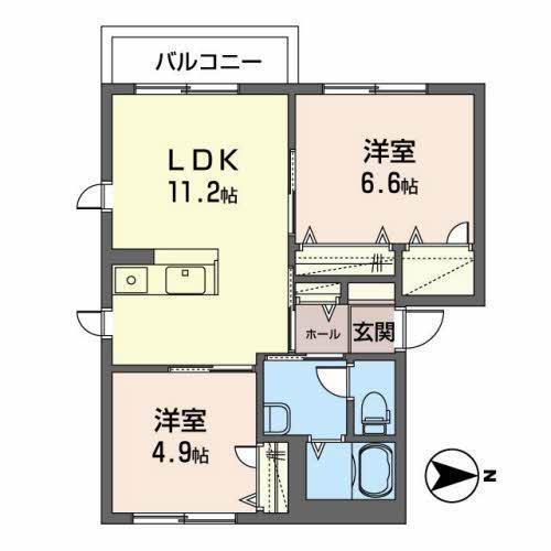 ヴィータD(2LDK/2階)の間取り写真
