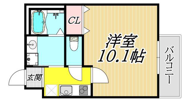 フジパレス西立花III番館(1K/2階)の間取り写真