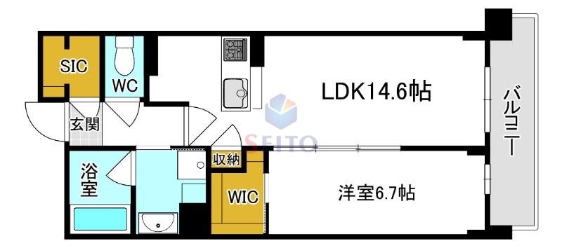 グラン セレニオ 江坂(1LDK/3階)の間取り写真