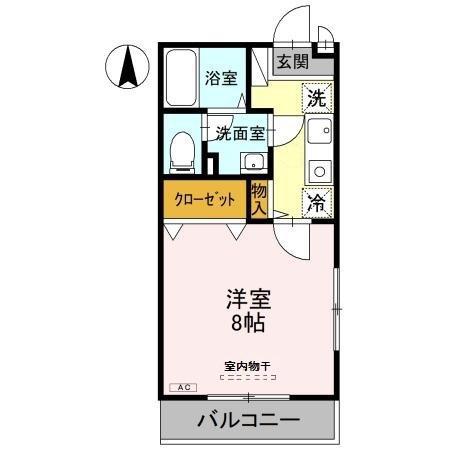 クレセント(1K/1階)の間取り写真