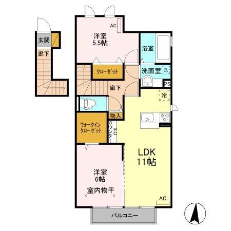 エトワール・ルナ(2LDK/2階)の間取り写真