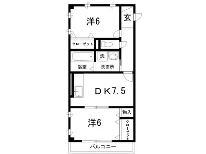ブルージュTAKASONE(2DK/3階)の間取り写真