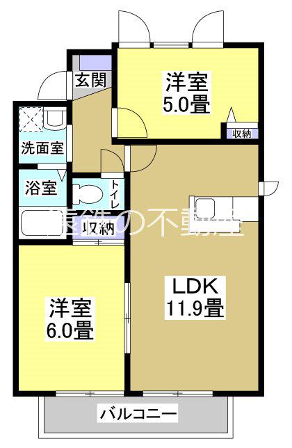 カターラ(2LDK/2階)の間取り写真