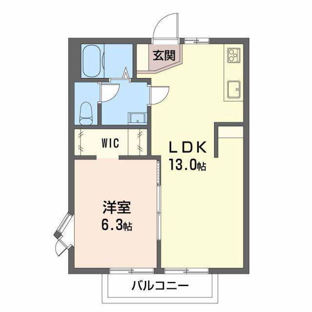 ハイツウサミ A(1LDK/2階)の間取り写真