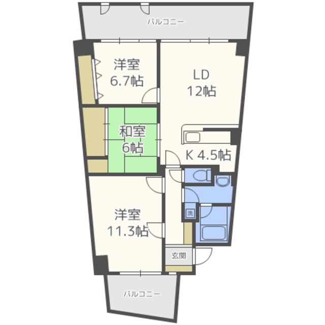 アイランドシティインフィニガーデン イースト棟(3LDK/9階)の間取り写真
