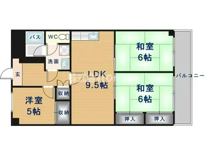 アバンティHF(3DK/2階)の間取り写真