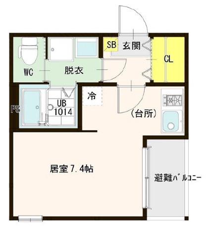 MALVA 都島(ワンルーム/2階)の間取り写真